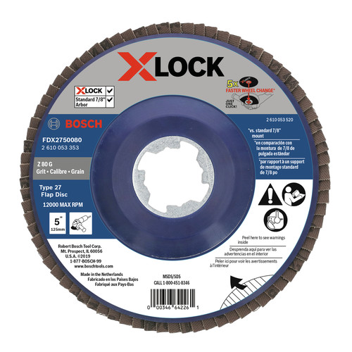 Grinding Wheels | Bosch FDX2750080 X-LOCK Arbor Type 27 80 Grit 5 in. Flap Disc image number 0