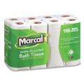 Toilet Paper | Marcal 16466 2 Ply Septic Safe 4 in. x 4 in. 100% Recycled Bath Tissues - White (16/Pack) image number 2