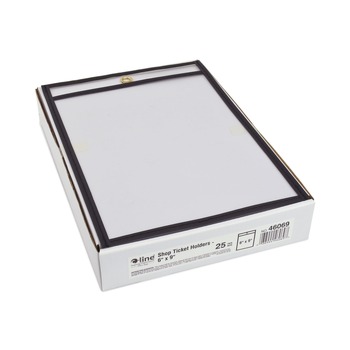 C-Line Super Heavy-Duty Top Load 6 in. x 9 in. Insert Stitched Shop Ticket Holders - Clear Front, Black Border (25/Box)