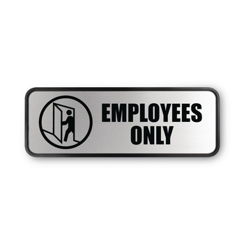 Cosco 9 in. x 3 in. Employees Only Brushed Metal Office Sign - Silver
