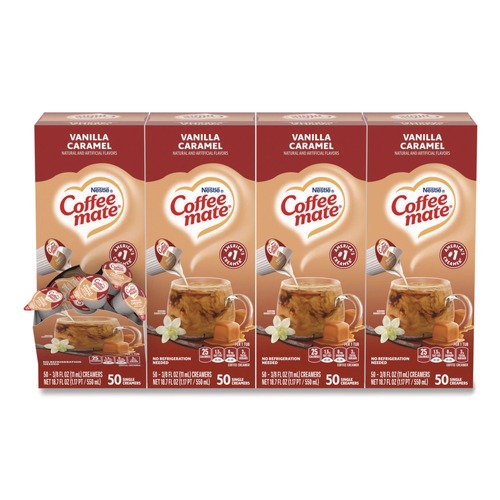 Food Service | Coffee-Mate 12182156 0.38 oz. Mini Cups Liquid Coffee Creamer - Vanilla Caramel (200/Carton) image number 0