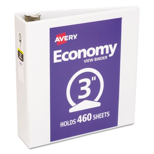 Office Jansan | Avery 05741 3 Round Rings 3 in. Capacity 11 in. x 8.5 in. Economy View Binder - White image number 0