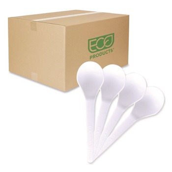 Eco-Products EP-S014 Plantware Compostable Heavyweight Plastic Soup Spoon - White (1000/Carton)