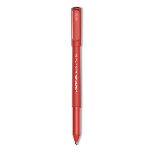 Pens | Paper Mate 2124517 Fine 0.8 mm Write Bros. Stick Ballpoint Pen - Red Ink/Barrel (1-Dozen) image number 0