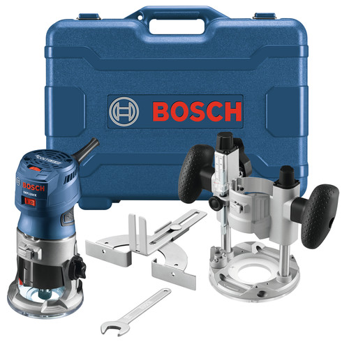 Compact Routers | Factory Reconditioned Bosch GKF125CEPK-RT Colt 120V 7 Amp Variable Speed 1/4 in. Corded Palm Router Combination Kit image number 0