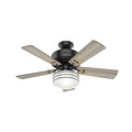 Ceiling Fans | Hunter 54149 44 in. Cedar Key Matte Black Outdoor Ceiling Fan with Light and Integrated Control System-Handheld image number 3