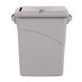 Trash & Waste Bins | Rubbermaid Commercial FG9W1500LGRAY Slim Jim 23-Gallon Rectangle Confidential Document Receptacle with Lid - Light Gray image number 2