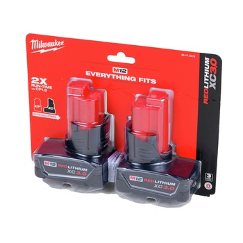 BATTERIES AND CHARGERS | Milwaukee 48-11-2412 M12 REDLITHIUM XC 3 Ah Lithium-Ion Battery (2-Pack)