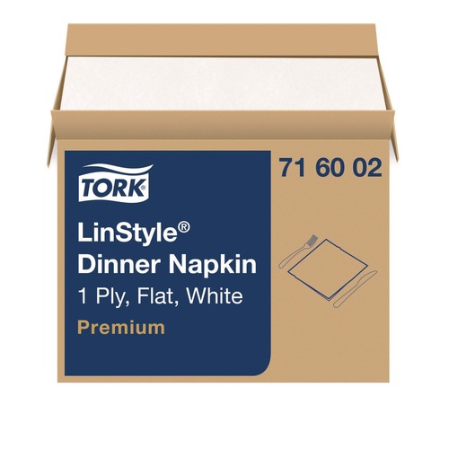 Cleaning & Janitorial Supplies | Tork 716002 1-Ply 15 in. x 16 in. LinStyle Dinner Napkin - White (1000/Carton) image number 0