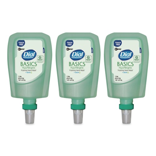 Soap Dispensers | Dial Professional 17000 16718 1 L Basics Hypoallergenic Foaming Hand Wash Refill for FIT X1 Touch-Free Dispenser - Fresh Floral Scent (3/Carton) image number 0