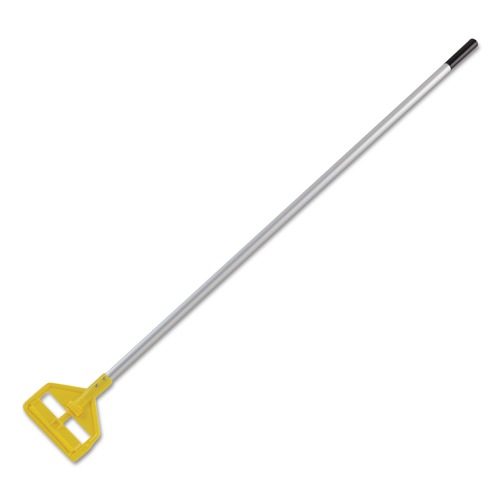 Mops | Rubbermaid Commercial FGH126000000 Invader 60 in. Aluminum Side-Gate Wet-Mop Handle - Gray/Yellow image number 0