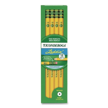 Dixon Ticonderoga Laddie HB (#2) Woodcase Pencil with Microban - Black Lead/Yellow Barrel (12/Pack)