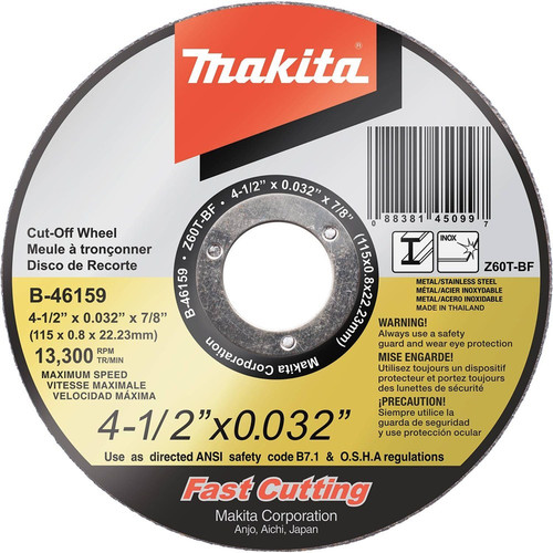 Grinding, Sanding, Polishing Accessories | Makita B-46159 4-1/2 in. x .032 in. x 7/8 in. Ultra Thin Cut-Off Grinding Wheel image number 0