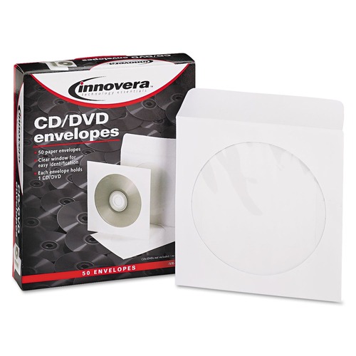  | Innovera IVR39403 Clear Window CD/DVD Envelopes - White (50/Pack) image number 0