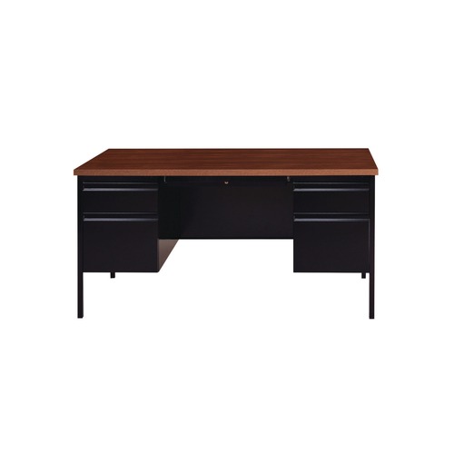 Office Desks & Workstations | Alera 25954 60 in. x 30 in. x 29.5 in. Double Pedestal Steel Desk - Mocha/Black/Black Legs image number 0