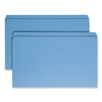 Smead Straight Tabs Legal Size 0.75 in. Expansion Reinforced Top Tab Colored File Folders - Blue (100/Box)