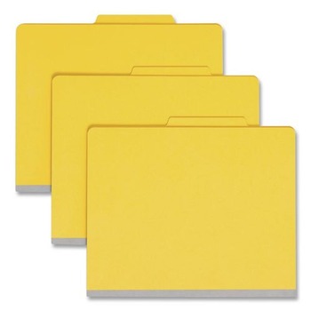Smead 2 in. Expansion Top Tab Classification Folders with 6 SafeSHIELD Fasteners - Letter Size/Yellow Exterior (10/Box)