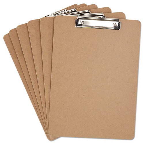  | Universal UNV05562 1/2 in. Clip Capacity Hardboard Clipboard for 8.5 in. x 11 in. Sheets - Brown (6/Pack) image number 0