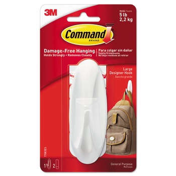 Command 5 lbs. Capacity General Purpose Plastic Hooks - Large, White (1/Pack)