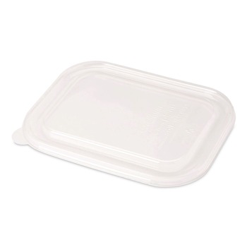 World Centric 6.3 in. x 8.2 in. x 0.5 in. Plastic Lids for Fiber Containers - Clear (400/Carton)