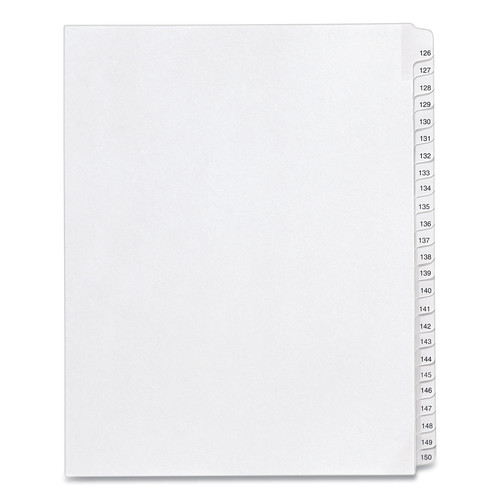 Office Jansan | Avery 01706 11 x 8.5 Allstate Style Preprinted Legal Exhibit Side 126 to 150 Tab Index Dividers - White (25-Pieces/Set) image number 0