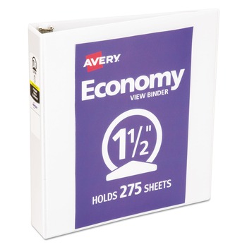 Avery 3 Round Rings 1.5 in. Capacity 11 in. x 8.5 in. Economy View Binder - White
