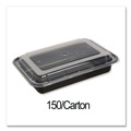 Food Trays, Containers, and Lids | GEN FCPP-BC-32RECT 8.81 in. x 6.02 in. x 2.24 in. 32 oz. Plastic Microwavable Food Container with Lid - Rectangular Black/Clear (150/Carton) image number 3