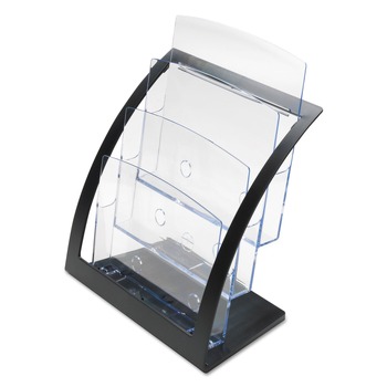 Deflecto 11.25 in. x 6.94 in. x 13.31 in. 3-Tier Literature Holder - Leaflet Size, Black