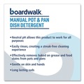 Dish Soaps | Boardwalk BWK4856 38 oz Manual Pot and Pan Dish Detergent - Fresh Breeze Scent (8/Carton) image number 2