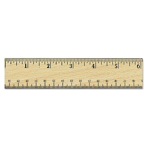 Rulers & Yardsticks | Universal UNV59021 12 in. Standard Flat Wood Ruler with Double Metal Edge - Clear Lacquer image number 0