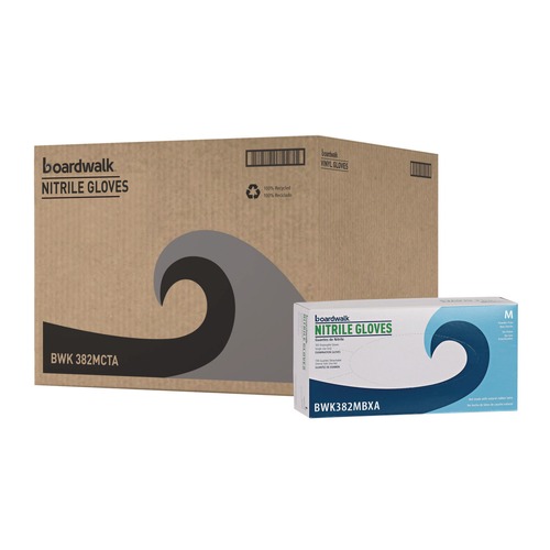 Disposable Gloves | Boardwalk 382MCTA 5 mil Disposable Examination Nitrile Gloves - Medium, Blue (1000/Carton) image number 0