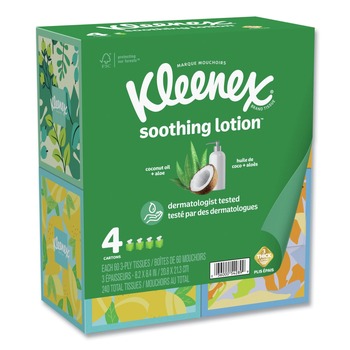 Kleenex Soothing Lotion 3-Ply Facial Tissue - White (8/Carton)