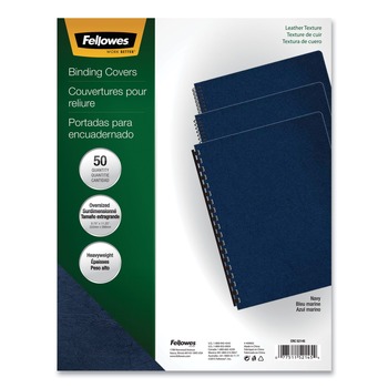 Fellowes Mfg Co. 11.25 in. x 8.75 in. Executive Leather-Like Unpunched Presentation Cover - Navy (50/Pack)