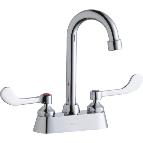 Bathroom Sink Faucets | Elkay LK406GN04T4 4 in. Centerset with Exposed Deck Faucet, 4 in. Gooseneck Spout and Wristblade Handles (Chrome) image number 0