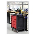  | Rubbermaid Commercial FG773488BLA Five-Drawer 32.63 in. x 19.9 in. x 33.5 in. Mobile Workcenter - Black/Red image number 5