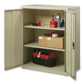 Alera 25763 36 in. x 18 in. x 42 in. 3 Shelves Economy Assembled Storage Cabinets - Putty
