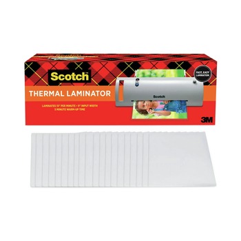 Scotch Thermal Laminator Value Pack, 9 in. Width with 20 Letter Size Pouches
