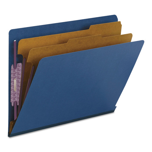 Office Jansan | Smead 26784 End Tab Pressboard Classification Folders with Six SafeSHIELD Fasteners - Letter, Dark Blue (10/Box) image number 0