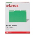 Office Jansan | Universal UNV12302 1/3-Cut Assorted Tab Interior File Folders - Letter Size, Green (100/Box) image number 0