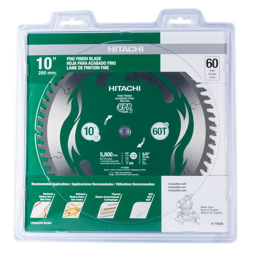 Circular Saw Accessories | Hitachi 115435 10 in. 60-Tooth Fine Finish VPR Blade image number 0