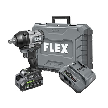 FLEX FX1451-1F 24V Stacked Lithium Advantage Brushless 1/2 in. Cordless Mid-Torque Impact Wrench Kit (3.5 Ah)