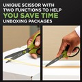Arts & Crafts Supplies | Scotch 1488NS 8 in. Long 2.7 in. Cut Length Non-Stick Unboxing Scissors - Straight Green/Black Handle image number 1