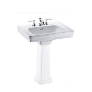 BATHROOM SINK FAUCETS | TOTO LT530.8#01 Promenade 27-1/2 in. Pedestal Bathroom Sink with 3 Faucet Holes Drilled and Overflow-Less Pedestal (Cotton White)