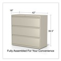  | Alera 25504 42 in. x 18.63 in. x 40.25 in. 3 Legal/Letter/A4/A5 Size Lateral File Drawers - Putty image number 4