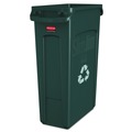 Trash & Waste Bins | Rubbermaid Commercial FG354007GRN 23 Gallon Slim Jim Recycling Container with Venting Channels - Green image number 0