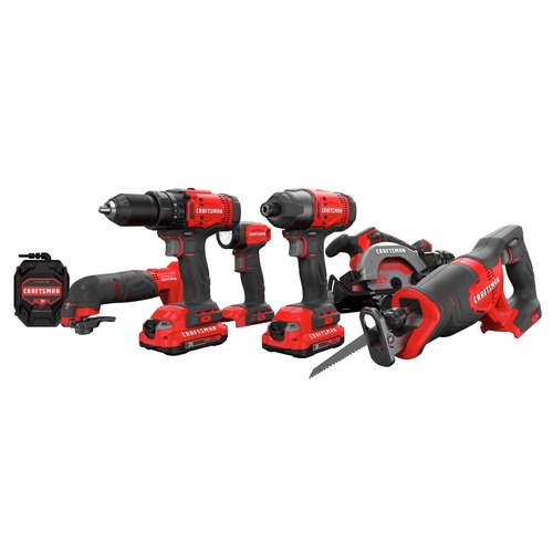 Combo Kits | Factory Reconditioned Craftsman CMCK601D2R V20 Lithium-Ion Cordless 6-Tool Combo Kit with 2 Batteries (2 Ah) image number 0