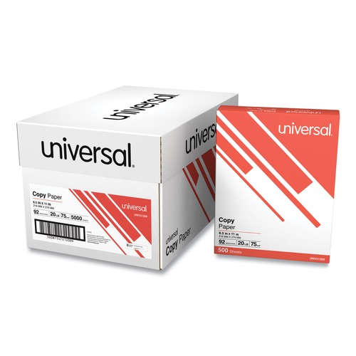Office Jansan | Universal UNV21200 8.5 in. x 11 in. 92 Bright Copy Paper - White (10/Carton) image number 0