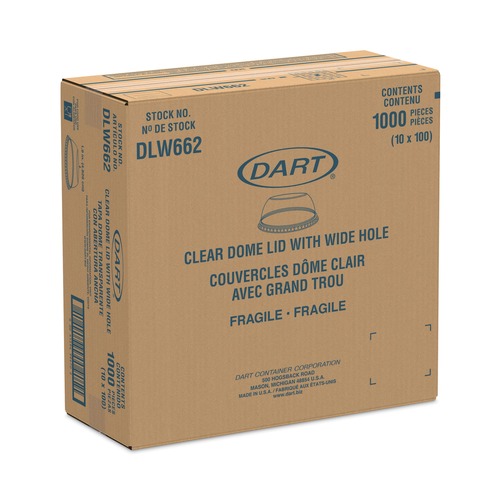 Cups and Lids | Dart DLW662 1.9 in. Diameter Hole Open-Top Dome Lid Fits 9 oz. To 22 oz. Plastic Cups - Clear (1000/Carton) image number 0