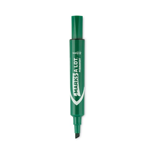 Office Jansan | Avery 07885 Broad Chisel Tip Regular Desk-Style MARKS A LOT Permanent Marker - Green (1-Dozen) image number 0