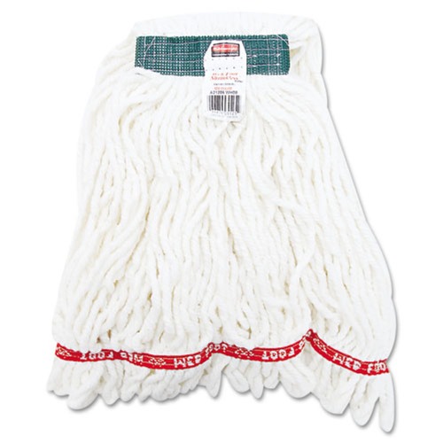 Mops | Rubbermaid Commercial FGA21206WH00 Web Foot Shrinkless Looped-End Cotton/Synthetic Wet Mop Heads - Medium, White image number 0